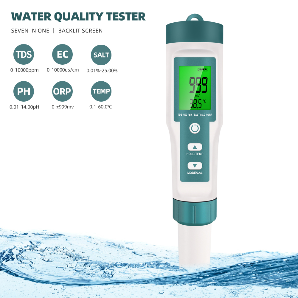 Ph Meter Digital Water Tester - 7-in-1 PH TDS EC ORP Salzgehalt